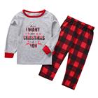 Kids Red plaid long sleeve sleepwear Christmas matching family pajamas