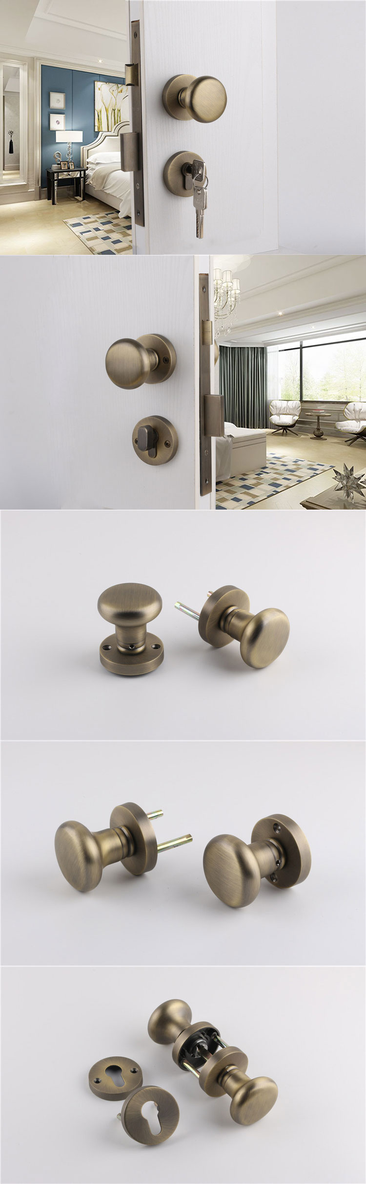 Fashion Accessaries Hardware Furniture Round Cylindrical Bedrooms Bathroom Metal Knob  Lock//