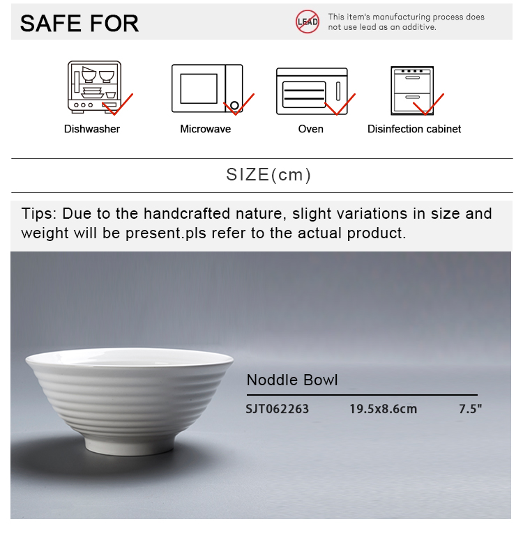 Restaurant Wedding Event Glossy With Cross Grain Noodle Bowl Ceramic White