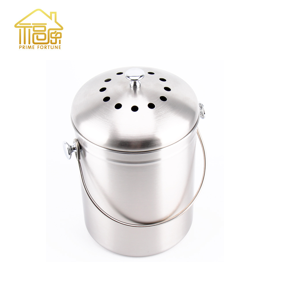 Compost bin 1.3 Gallon Kitchen Countertop compost Container Galvanized Steel Countertop kitchen metal Compost Bin