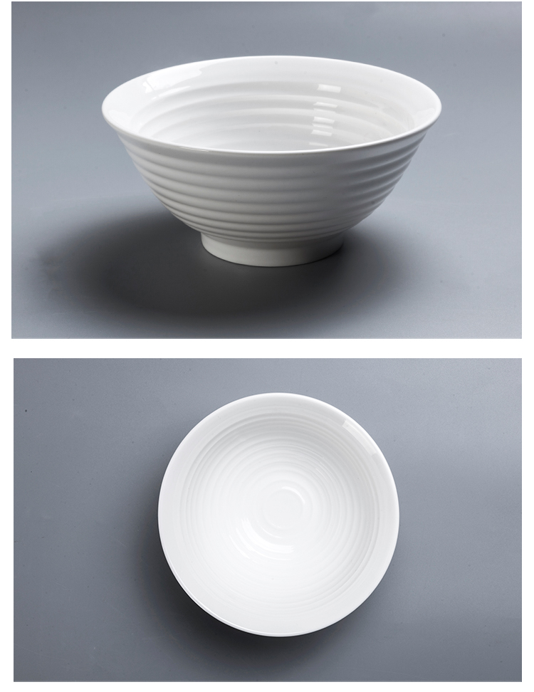 Restaurant Wedding Event Glossy With Cross Grain Noodle Bowl Ceramic White