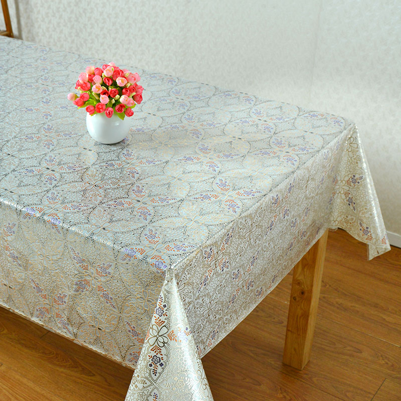 Circle Rose Gold Tablecloths Spillproof Sequin Wedding Jacquard Tablecloth