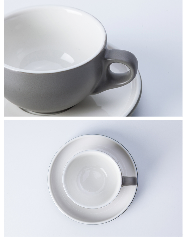 Matte Grey Coffee Cups Expresso Coffee Cup Set For Restaurant