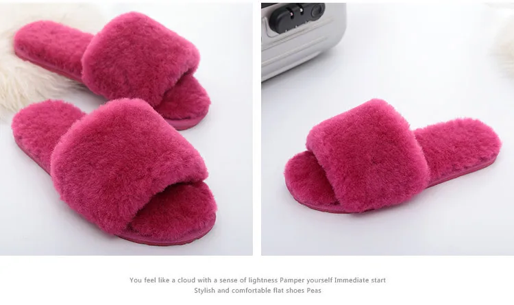 Fashion Women Indoor Faux Fur Slippers 2020 Winter Warm Furry Flat Shoes Home Sandals