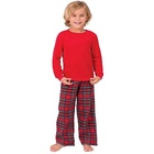 Kids baby long sleeve Red plaid sleepwear Christmas matching family pajamas