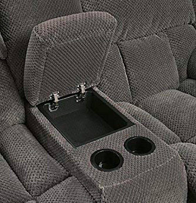 Modern Luxury brown Fabric Manual Recliner Sofa Set with Cup Holder and console with drink cup and USB charge