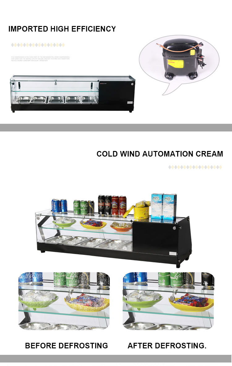 Double-layer salad, sushi, cooked food refrigerated display cabinet