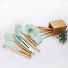 Silicone wooden handle kitchen set of 11 sets of silicone spatula spoon set