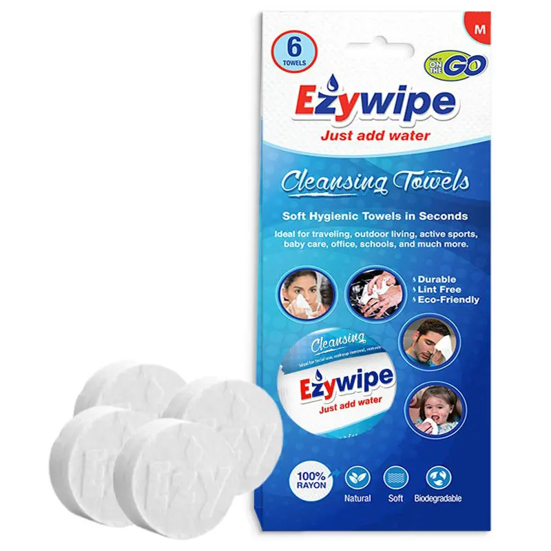Ezywipe Disposable Compressed Coin Hand Tablet Towels Tissue for Travel/Camping, Reusable Pop-Up Washcloths