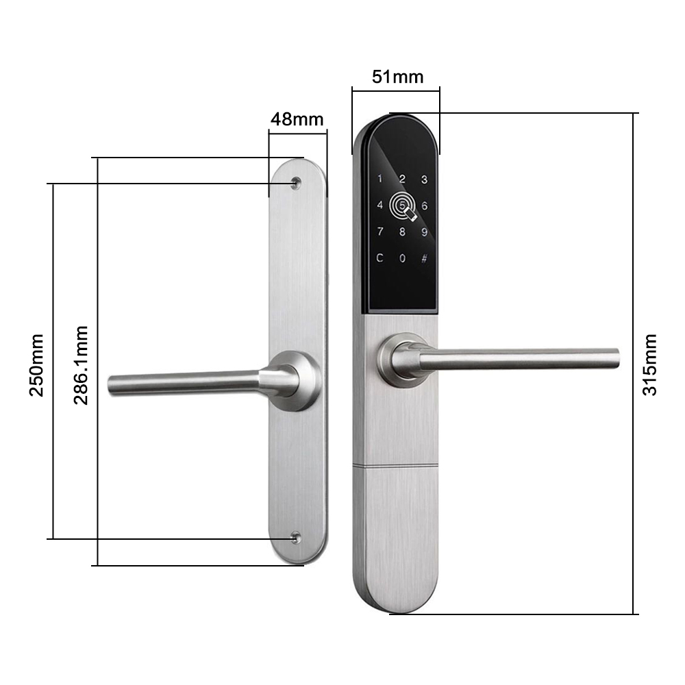 Tediton WiFi Biometric Fingerprint Aluminum Sliding Glass Door Lock Digital smart lock door