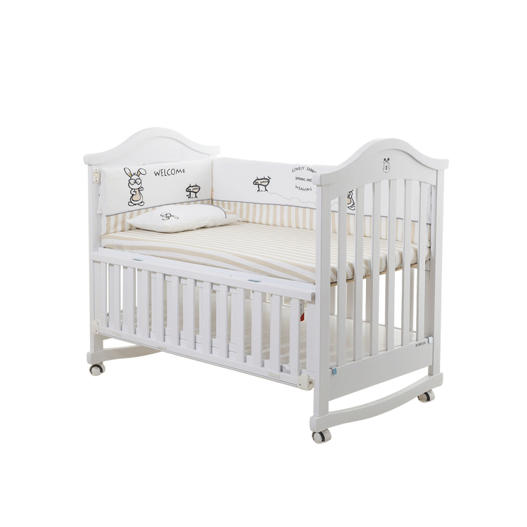 white and pine cot bed