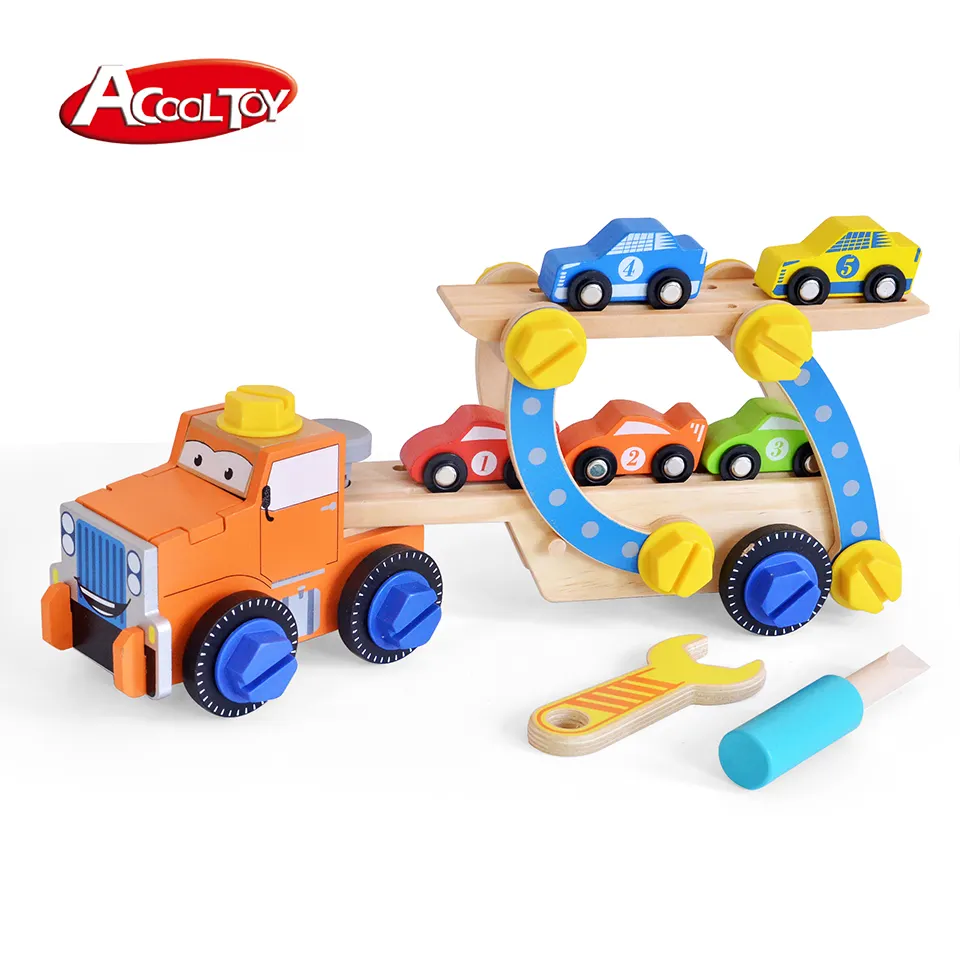 Wooden toy tools construction building vehicles