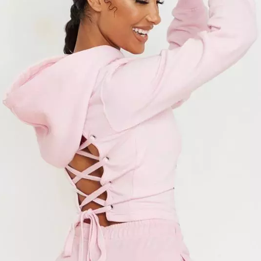 pink lace up hoodie