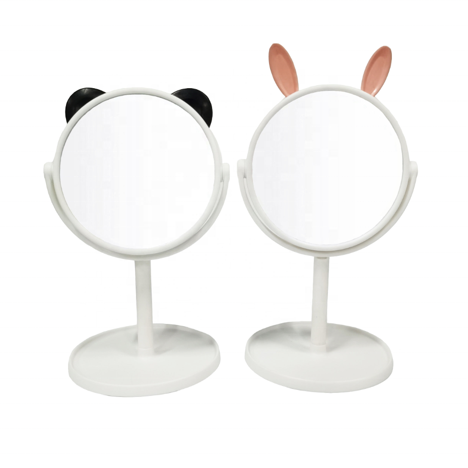 Vanity Makeup Mirror With Panda Ear Foldable Double-Sided Cosmetic Standing Table Mirror