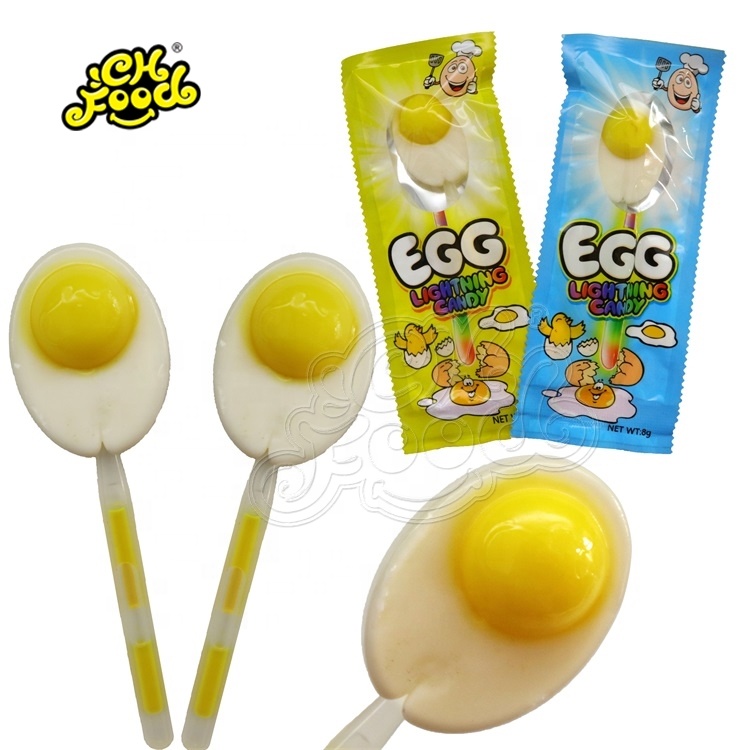 Yellow Duck And Fried Egg Shaped Lollipop Candy With Glow Stick
