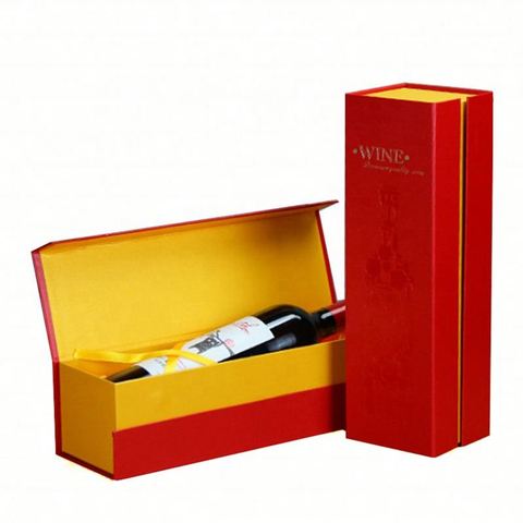 luxury custom red wine gift packaging two glass bottle paper