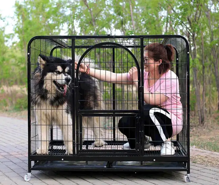 Metal large dog cage dog cage with wheels pet houses cage
