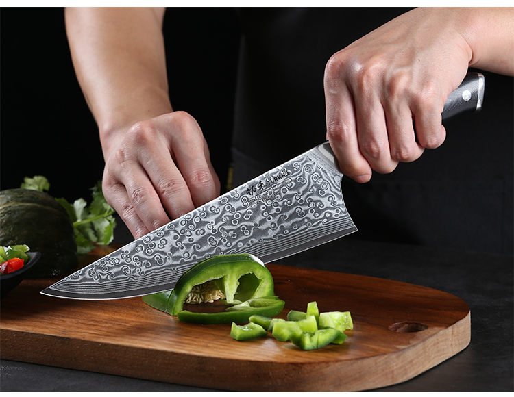 Professional  9" Damascus Kitchen Chef Knife with G10 Handle