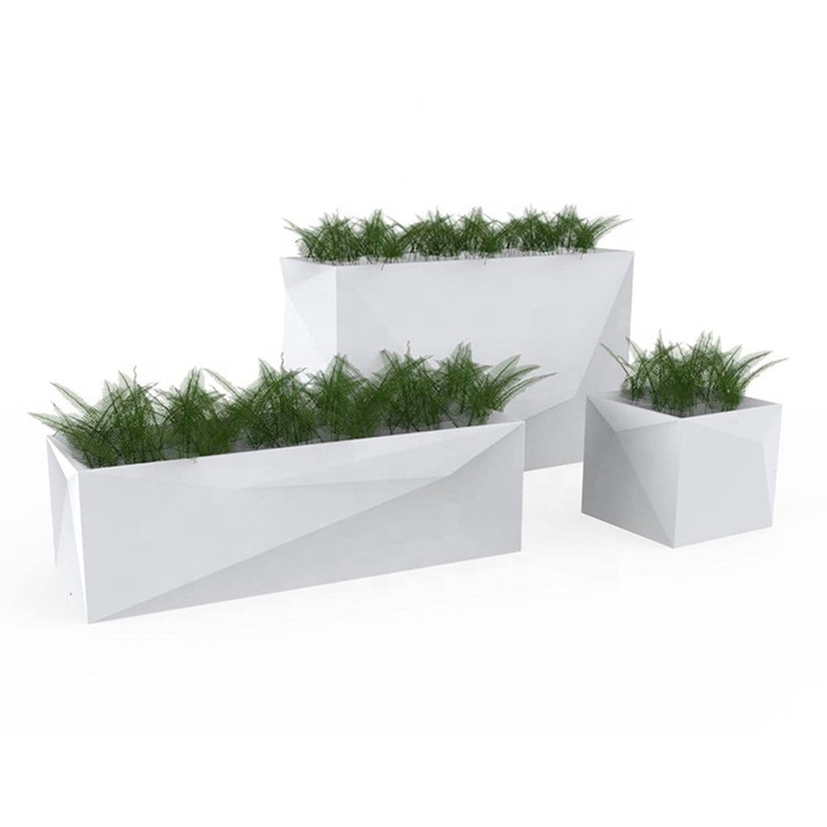 Factory Outlet Customized Big Planter Pot Retangular White Flower Pot Modern Design Decorative Flower Box