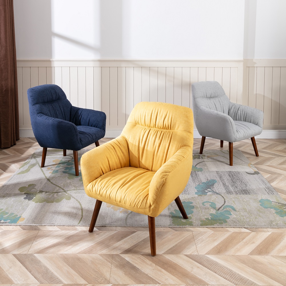 China Furniture Wholesale Price Wood Frames Armchair Modern Fabric Leisure Chair Solid Wood Legs Accent Chair Furniture