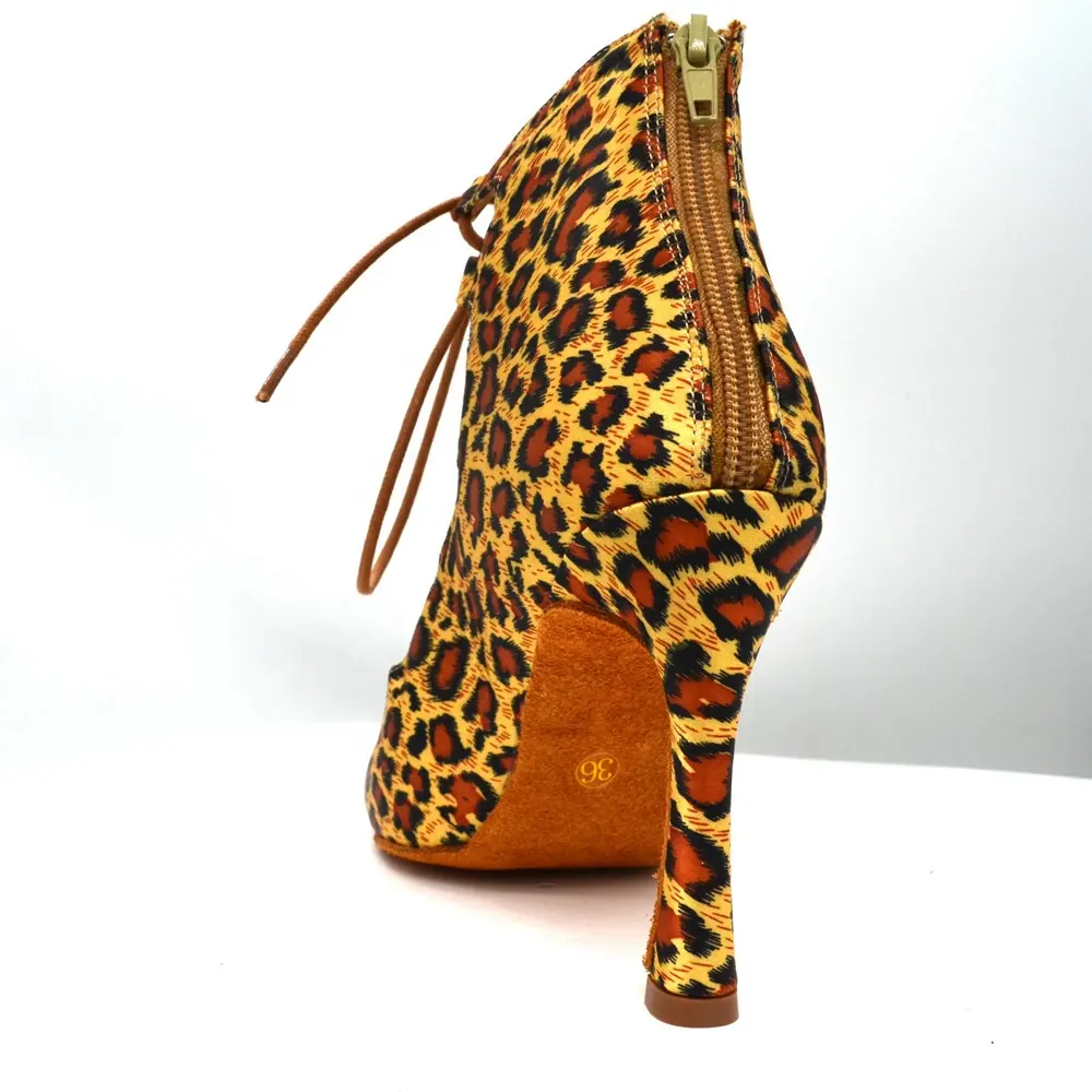 Ebay Hot Selling Leopard Color Height Heel Dance Boots Can Be Customized Latin Dance Shoes