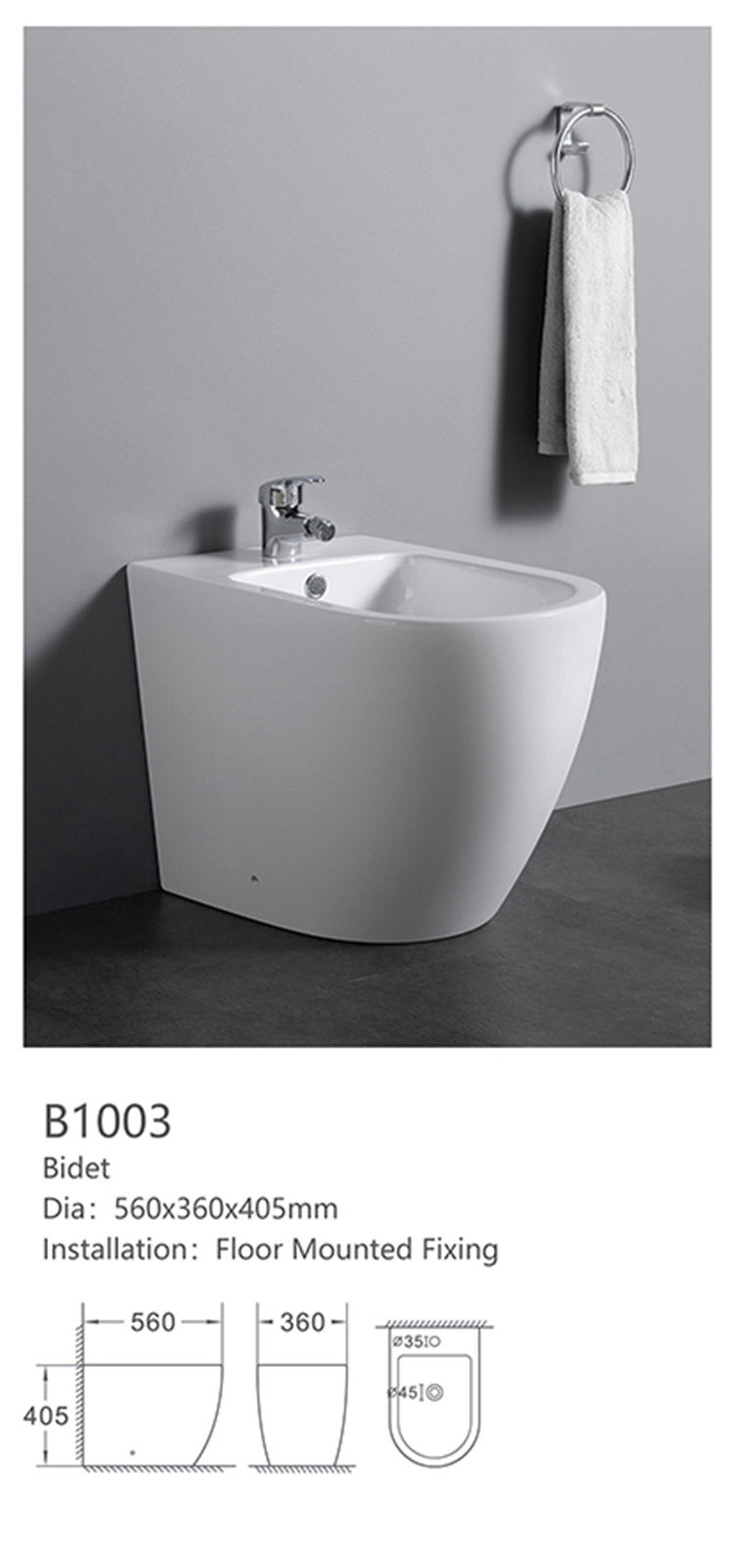 B1003 China manufacturer cheapest prices ceramic bidet toilet for hotel