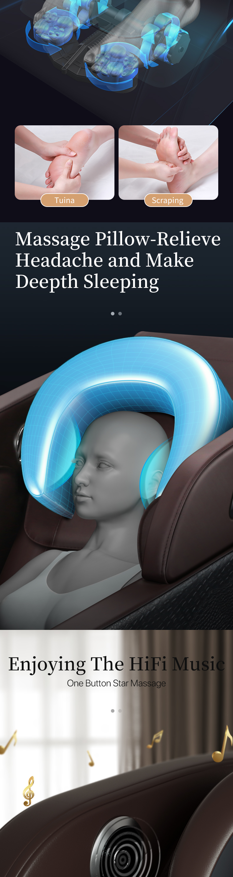 Jare S5 China Electric Relax Adjustable Reclining Massage Heating Automatic Airbag Back Vibration Massage Chair