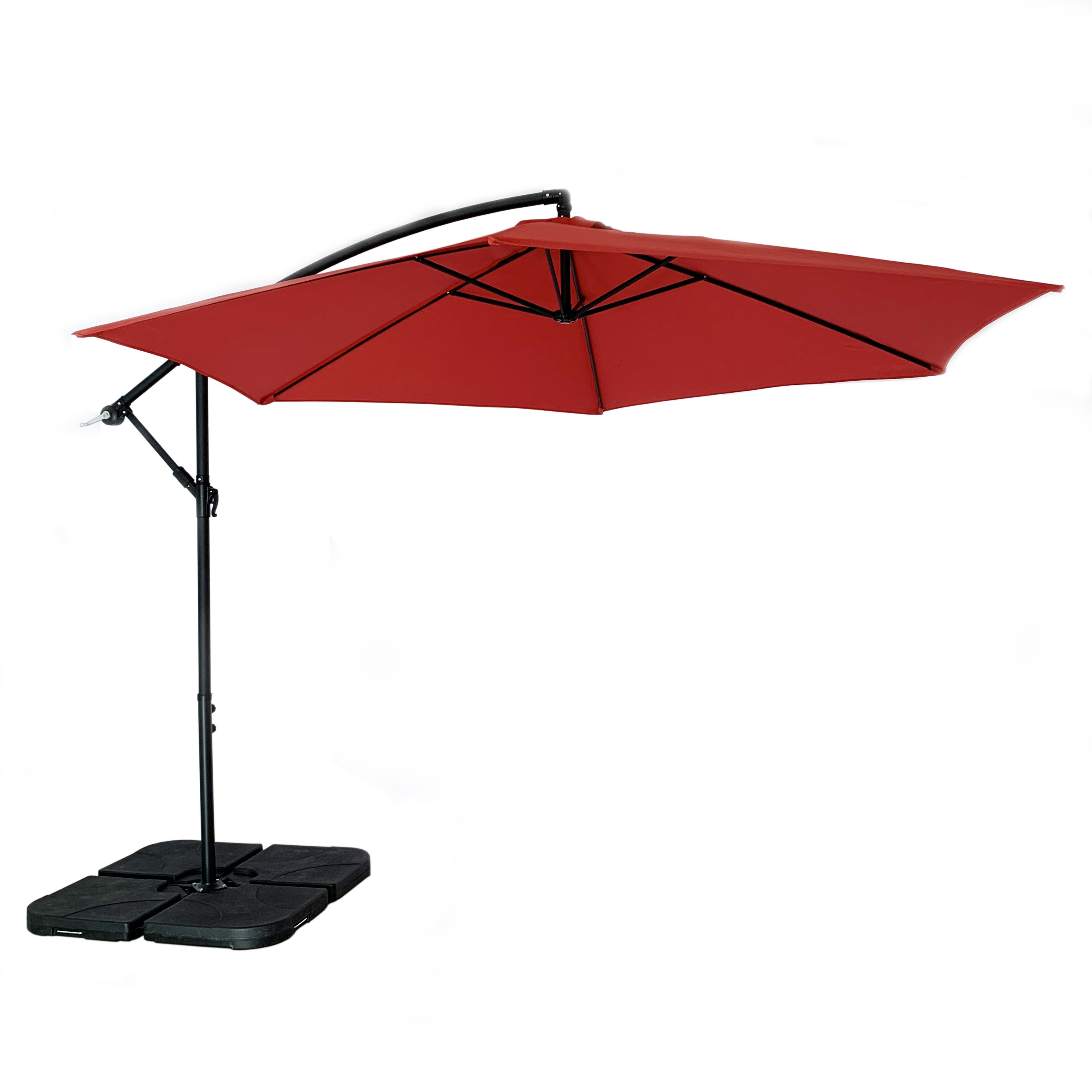 Red Garden Wooden Cantilever Large Outdoor Parasol Patio Sun Shade 3x4m Umbrella