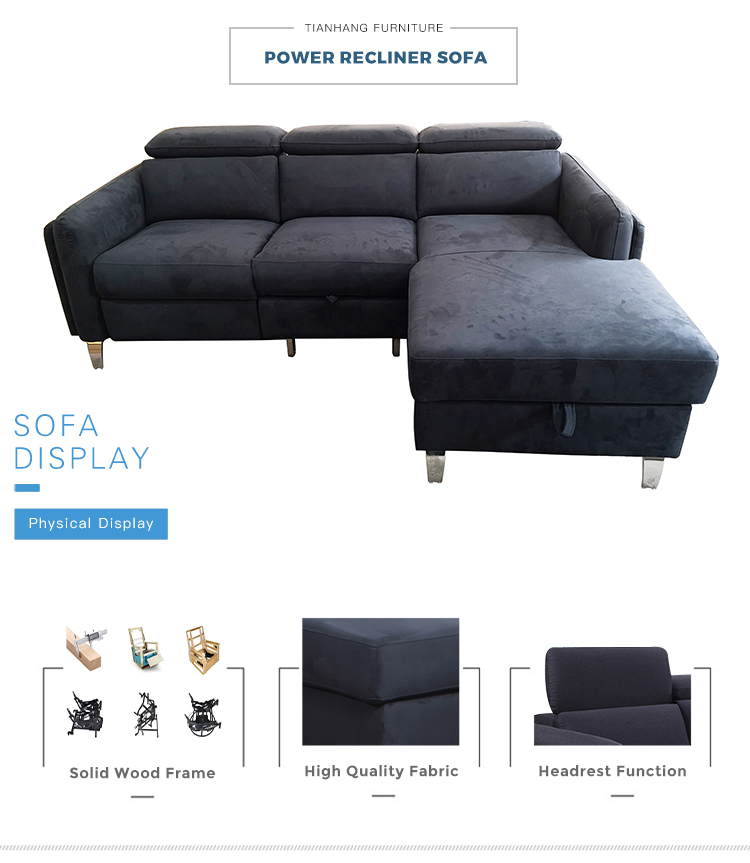 Chinese factory Wholesale fabric functional sofa set Recliner corner sofa bed