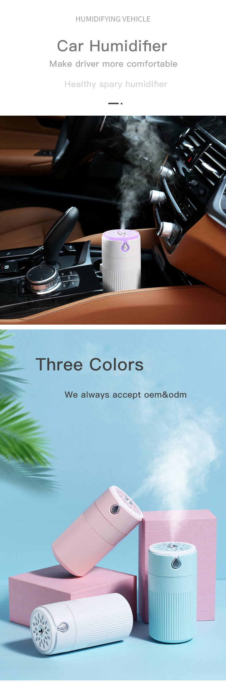 Ultrasonic USB Car Air Humidifier and mini aromatic large humidifier with 420ml