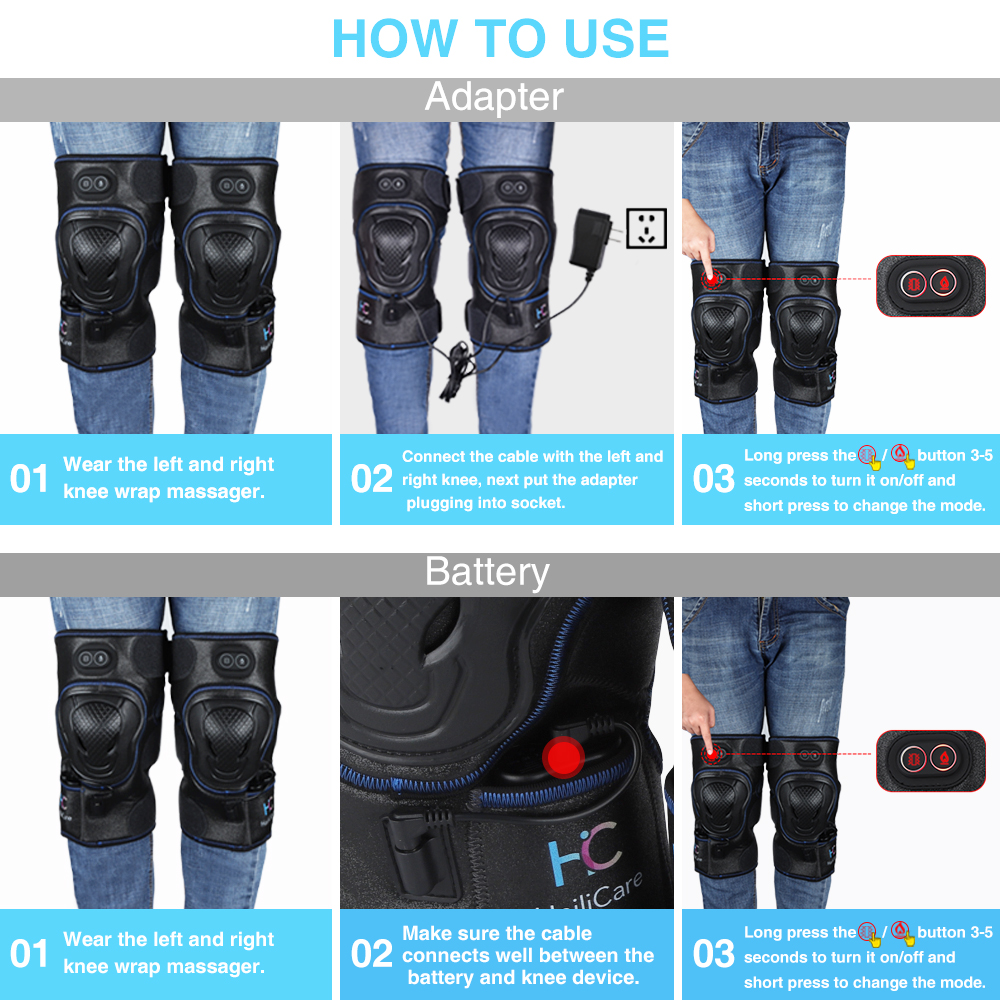 Hailicare Physiotherapy Knee Arthritis Elbow Pain Rheumatism Vibration Infrared Heated Therapy Knee Massager