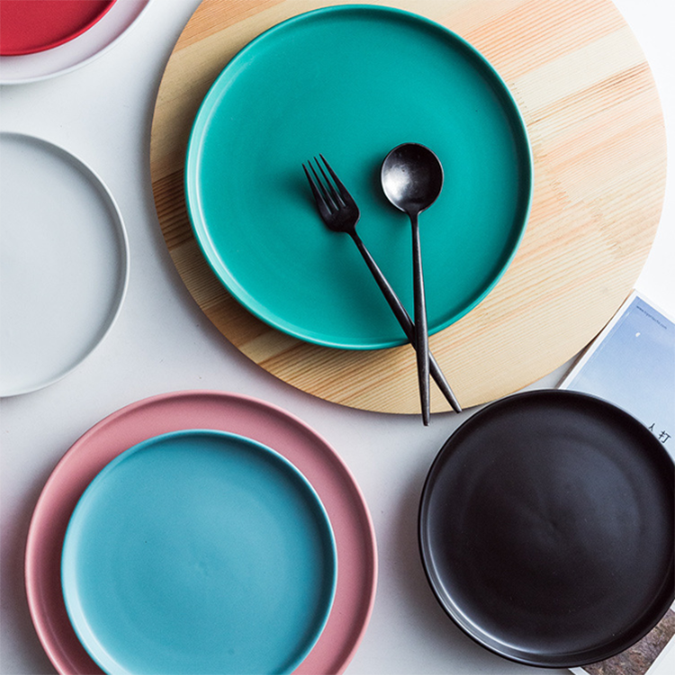 Wholesale Black Porcelain Nordic Restaurant Matte Plates Dishes Ceramic Dinner Plate For Wedding