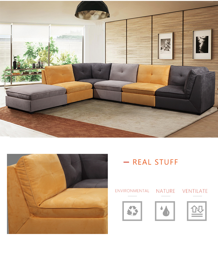 Modern design corner sofa set Soft fabric lounge furniture living room sofa