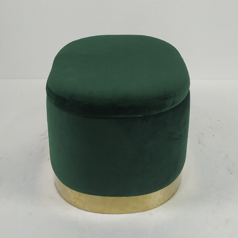 wholesale velvet fabric bedroom furniture with golden metal bottom cheap Ottoman with storage