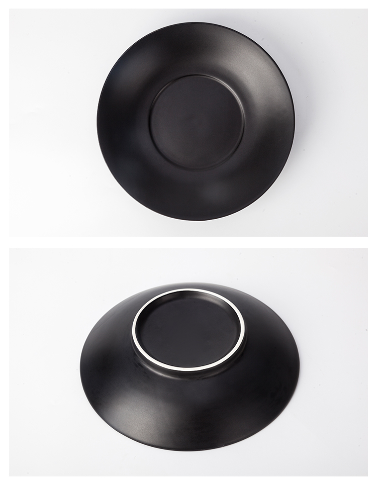 China Chaozhou Matte White And Black Round Sushi Japanese Plate Ceramic