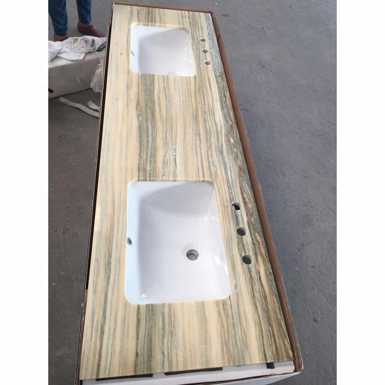 Household Marble Vanity Top Double Sink Bathroom Vanity Top Wooden look countertop
