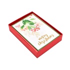 Custom Printing Shiny Glitter Christmas Cards, Watercolor Cherry Boxed Cards