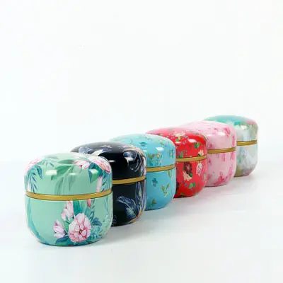 P213 Canister iron box with Japanese flower tea small canister general tinplate household sealed tea tin box tea cans