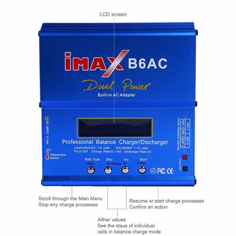 IMAX B6 AC 80W B6AC Charger Dual Power Professional Balance Discharger For Li-ion Nimh Nicd 2-6S RC Lipo Battery