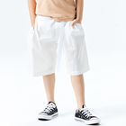 DATA STUDIO Breathable Summer Loose Elastic Waist White Causal Solid Knee-Length Shorts Boys