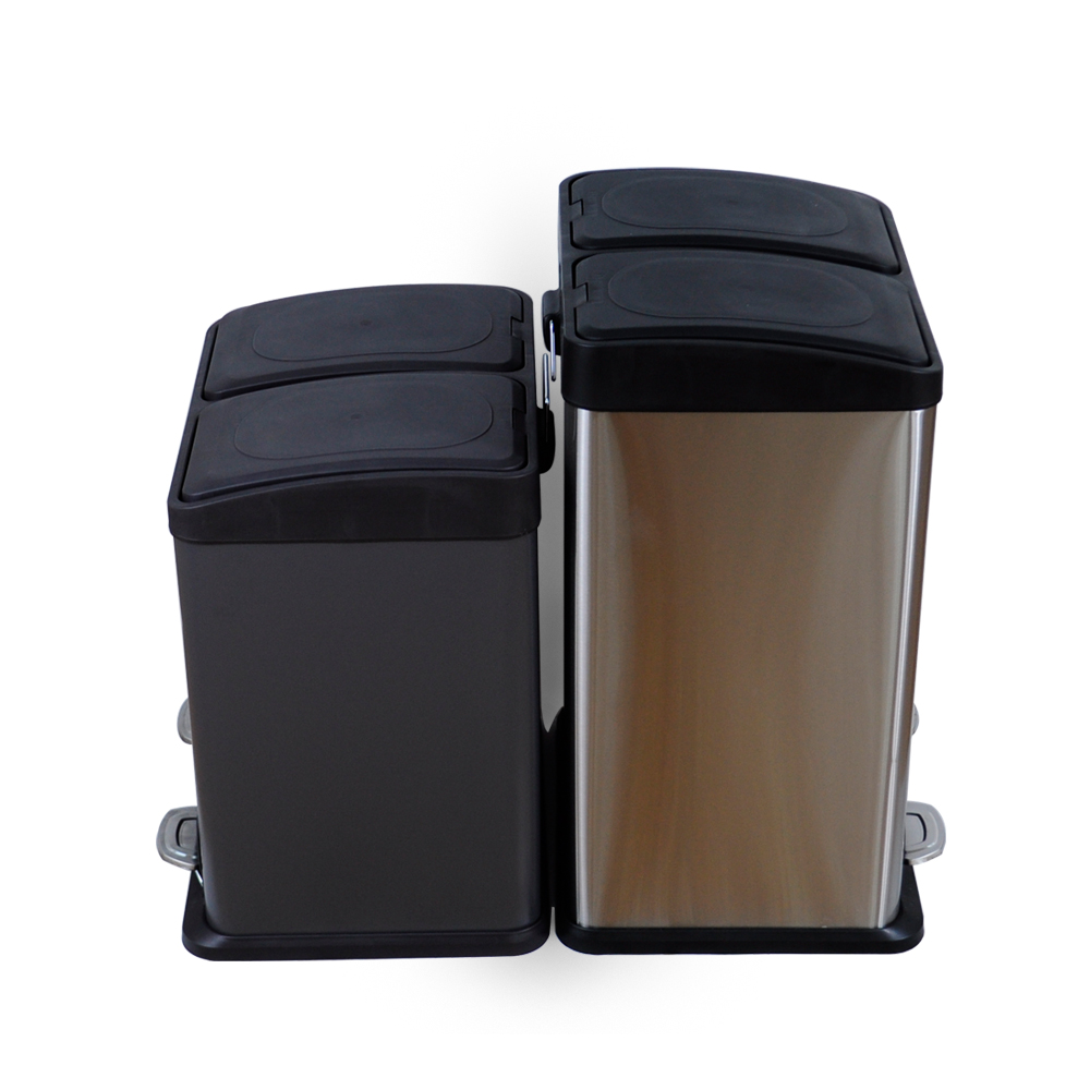 Modern 48L 60L Large Classified Metal Foot Pedal Compartments Trash Recycling Bins for Home Office