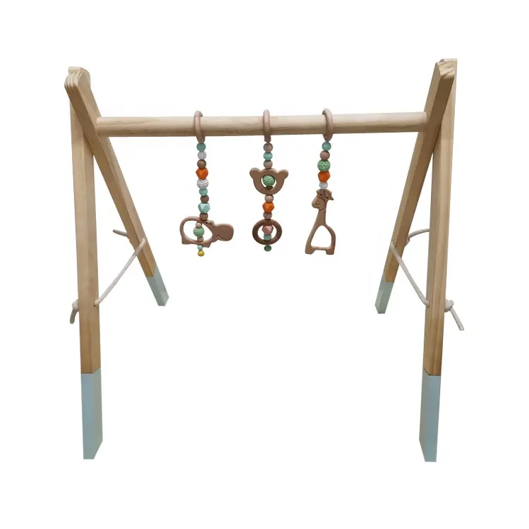 Wholesales Natural Activity Wooden Baby Gym toys Funny indoor baby play mat gym Wood Play Gym Frame