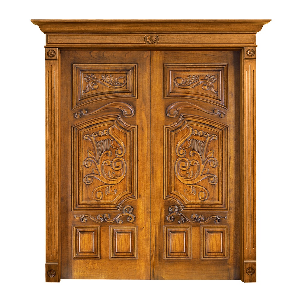 old red oak American cherry natural veneer main main entrance double wooden door