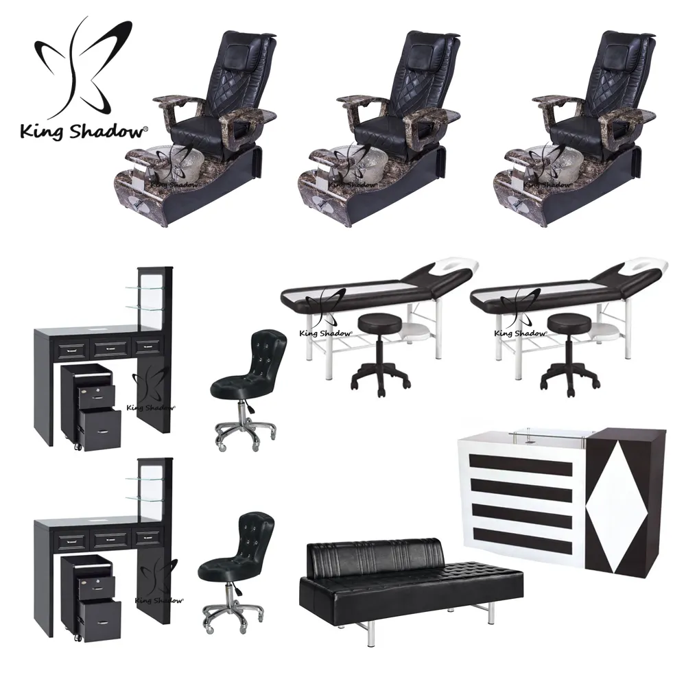 Wholesale Nail Salon Furniture Package Supply Nail Bar Desk Manicure Table Pedicure Chair
