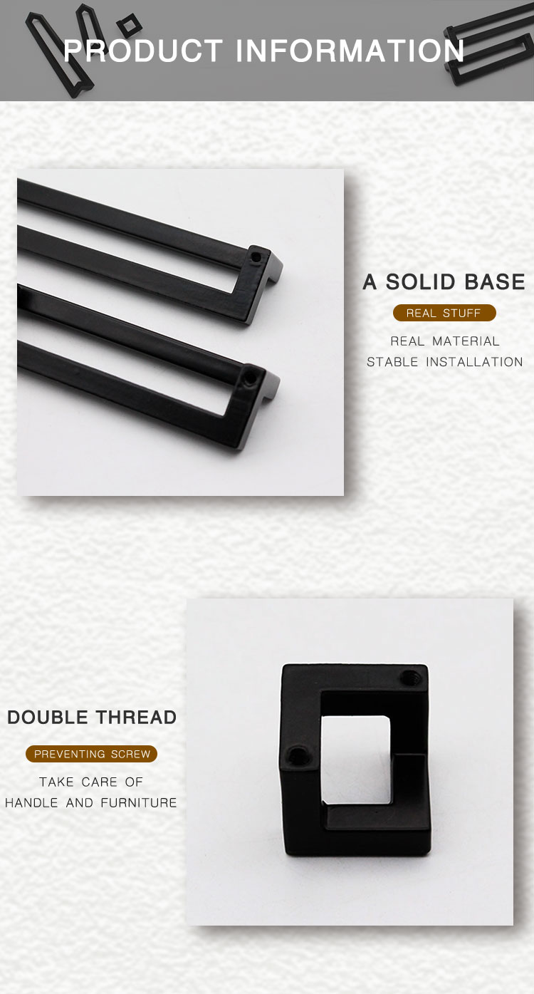 L Shape 128mm Zinc Alloy Black Square Kitchen Drawer Cabinet Handle, New Design Modern Living Room simple knobs//