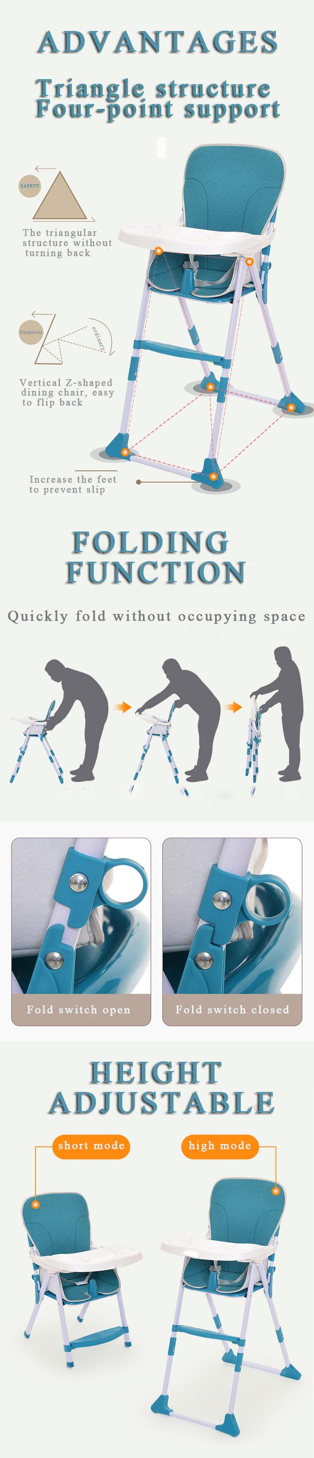 Baby Love Baby High Chair Booster Baby Feeding Chair Dining Chair - C007 8 Height Adjustable Baby Feeding Chair With Folding Function