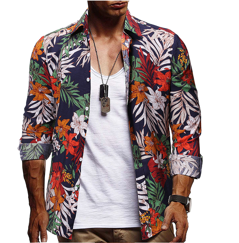 New Mens Silk /& Linen Blend Camp Shirt Hawaiian Style Floral Beach S M L XL XXL