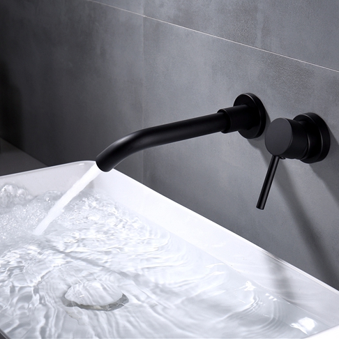 Wholesale Stainless Steel 304 Single Lever Hot and Cold Water in-wall Basin Faucet Sink Mixer Taps by black color
