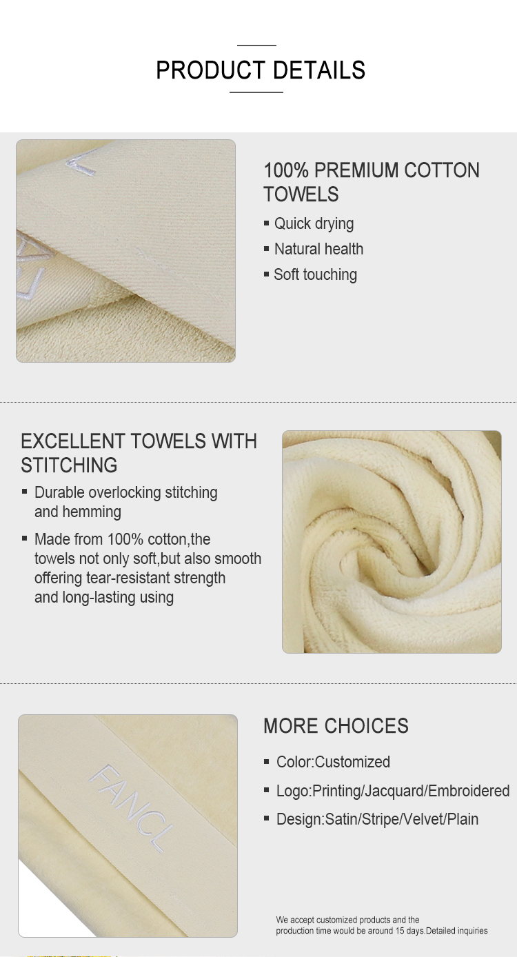 Morden Luxury Quick Dry Eco Friendly Custom Satin Fancl Embroidery Face Wash Face Cloth Towel