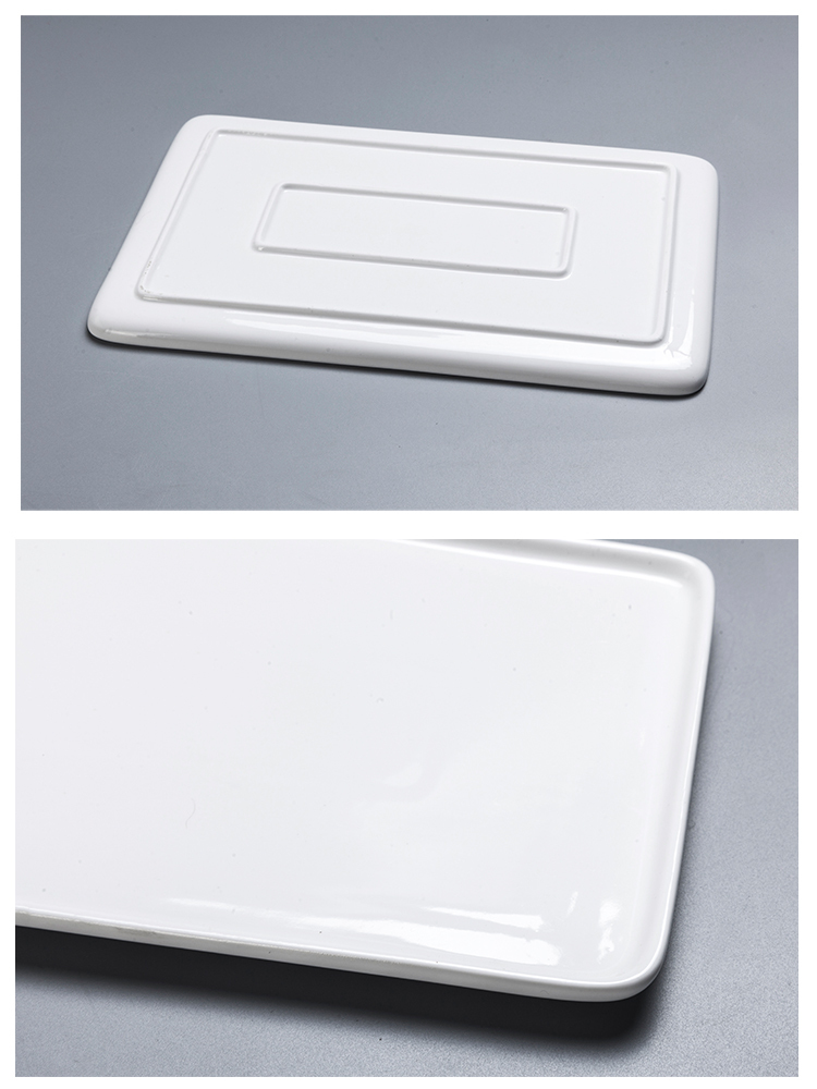 Stock Rectangular Flat Ceramic Sushi Dessert Plate Dish White